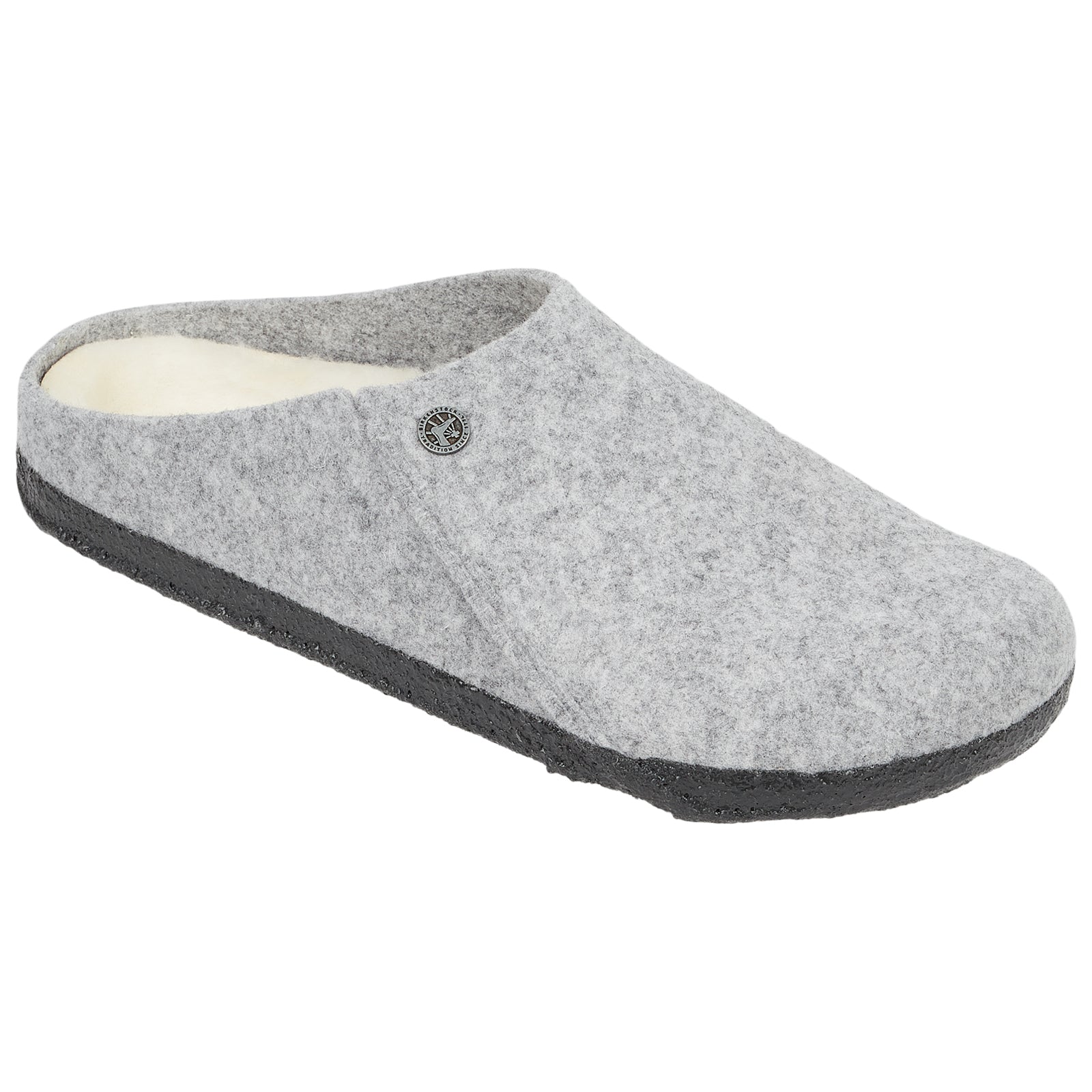 Birkenstock Zermatt Rivet Shearling Wool Unisex Sandals#color_light gray black