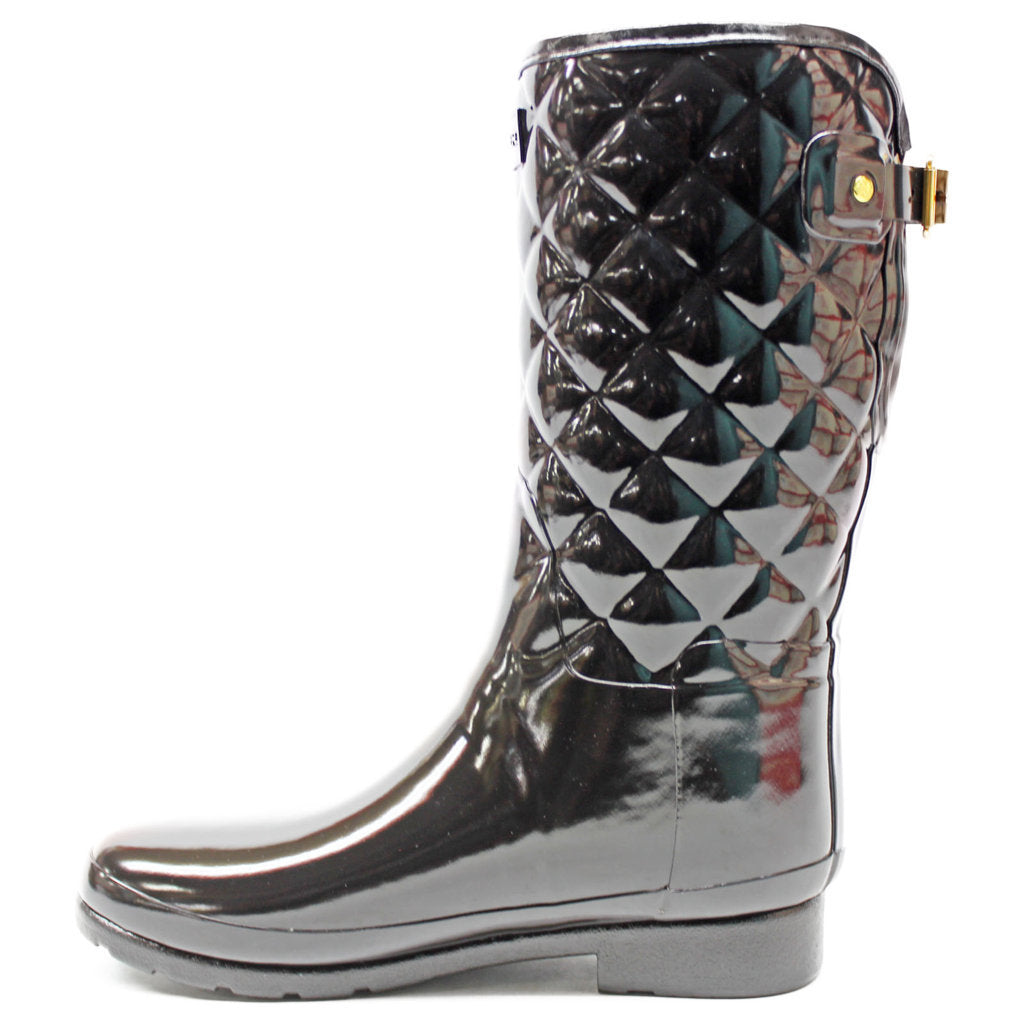 Hunter Womens Boots Refined Gloss Quilt Short Casual Pull-On Buckle Rubber - UK 6