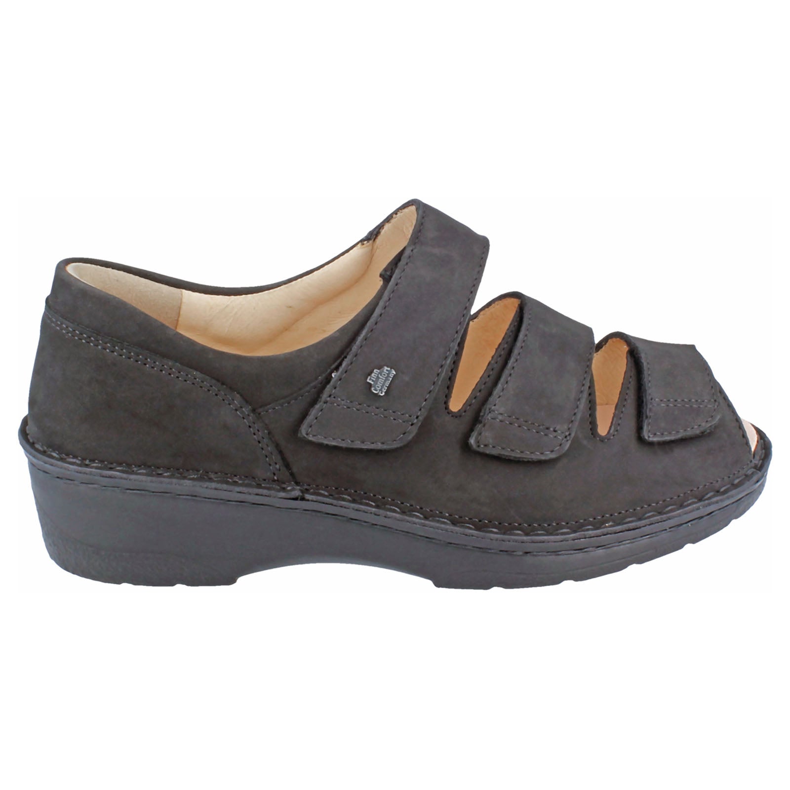 Finn Comfort Ischia Nubuck Womens Sandals#color_black