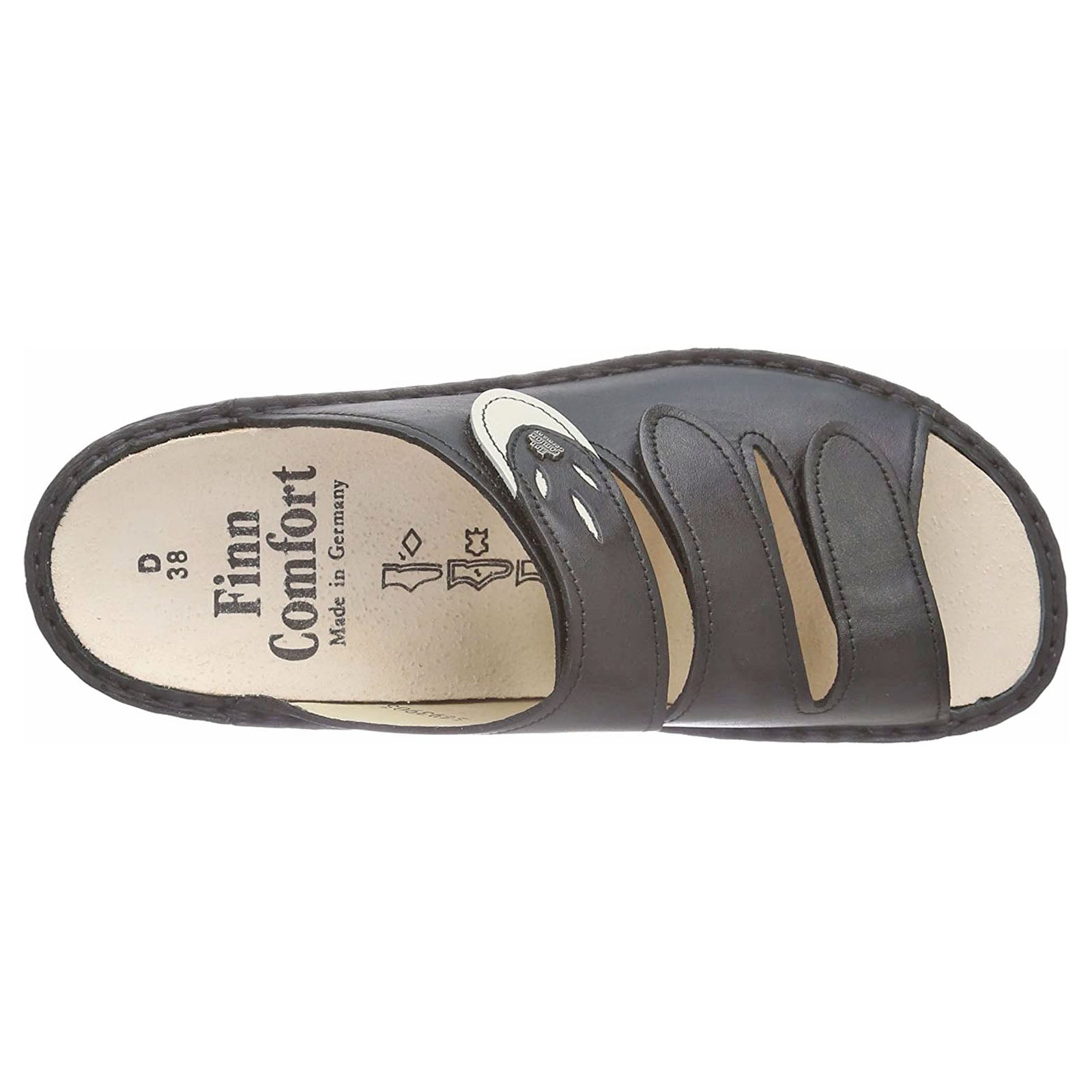 Finn Comfort Kos Leather Womens Sandals#color_black jasmin