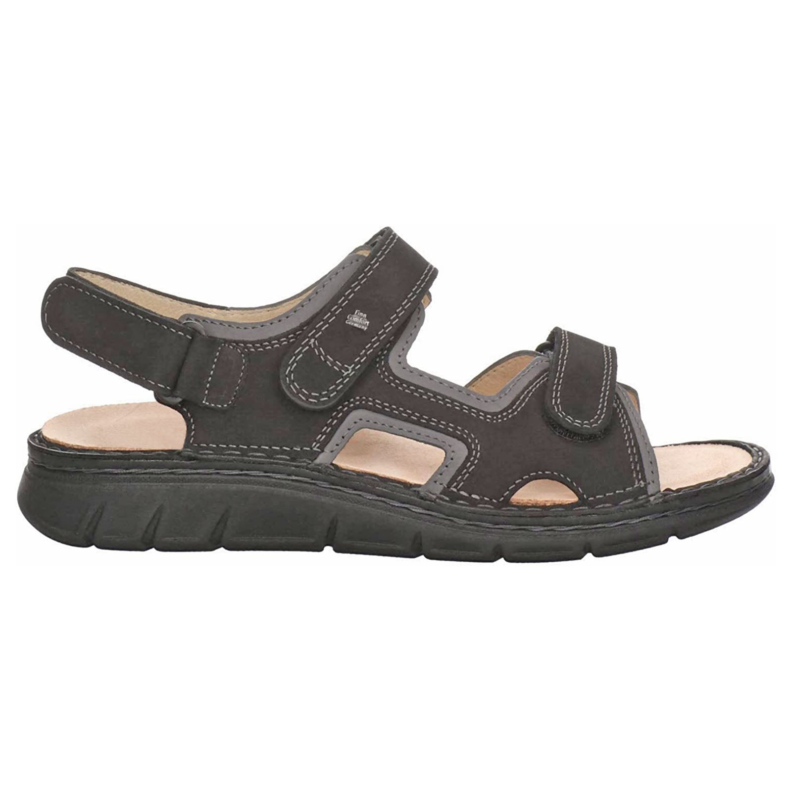 Finn Comfort Wanaka Soft Nubuck Unisex Sandals#color_black street