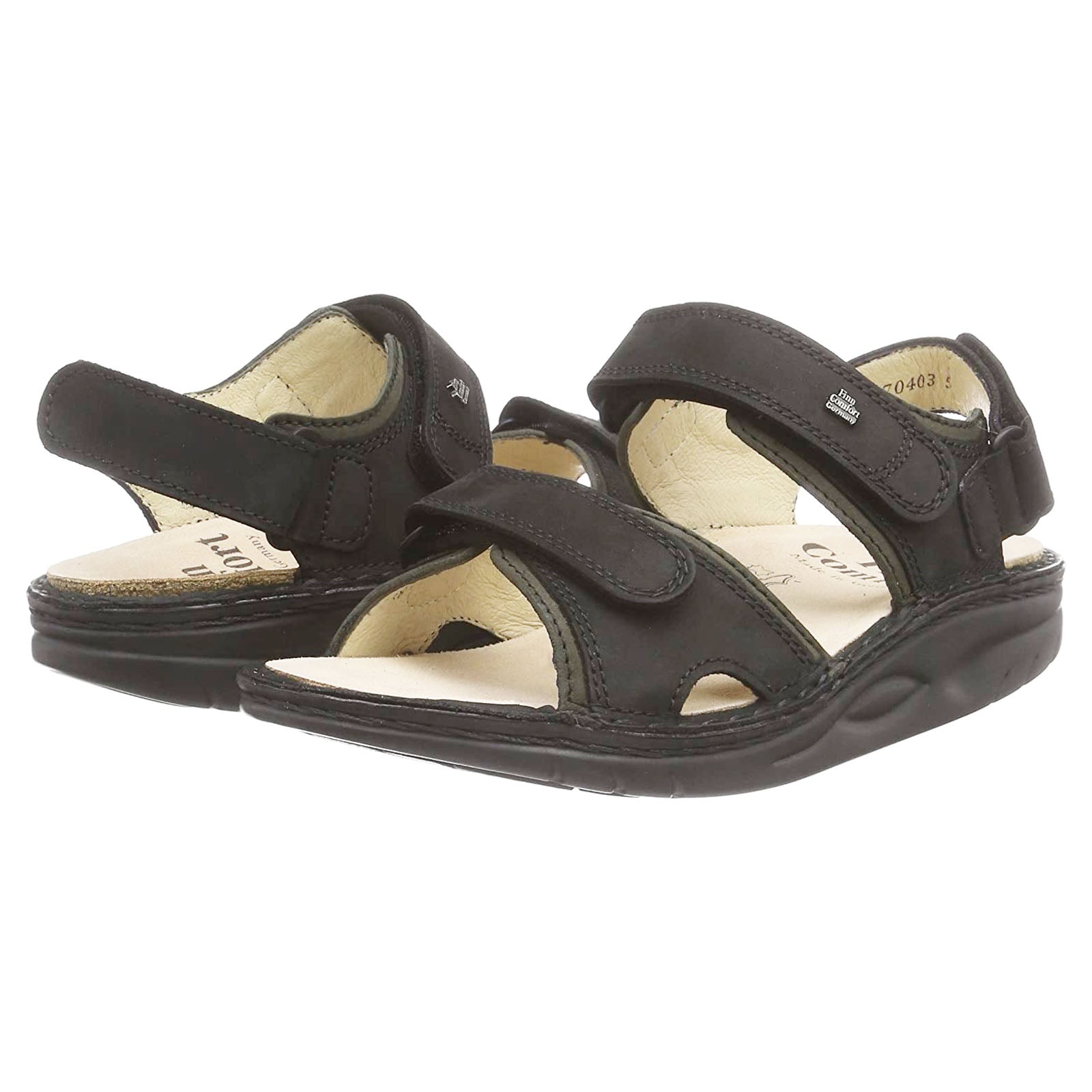 Finn Comfort Yuma Nubuck Mens Sandals#color_black olive