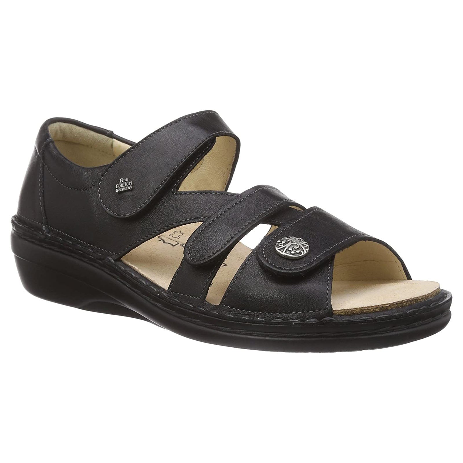 Finn Comfort Sintra Soft Leather Womens Sandals#color_black