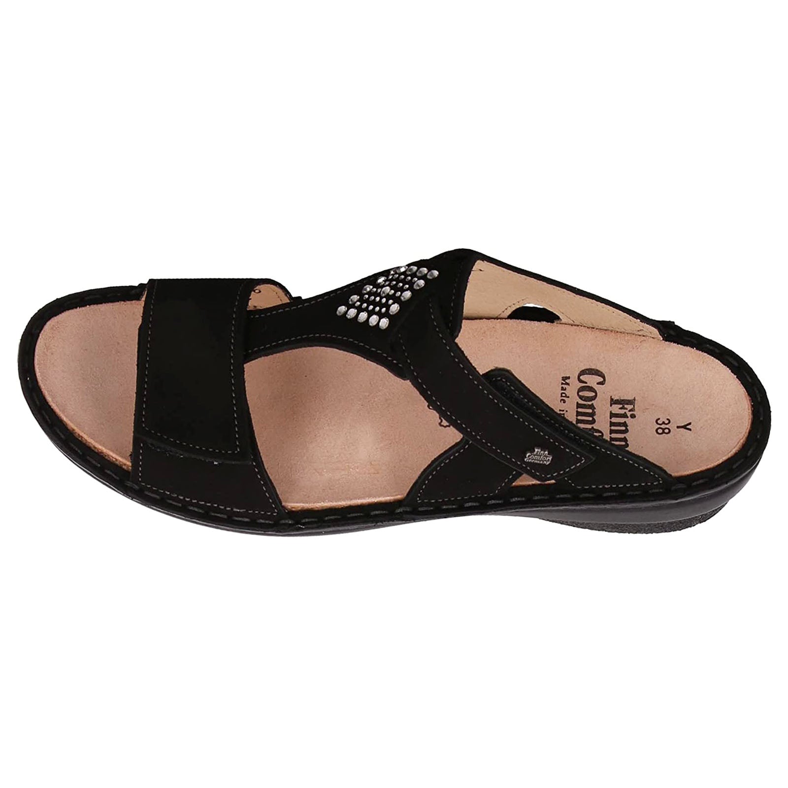 Finn Comfort Verin Nubuck Womens Sandals#color_black