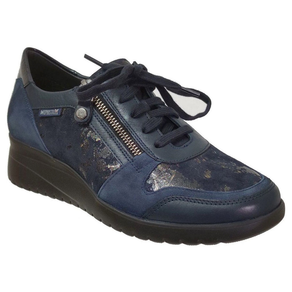 Mephisto Iasmina Leather Womens Trainers#color_deep blue