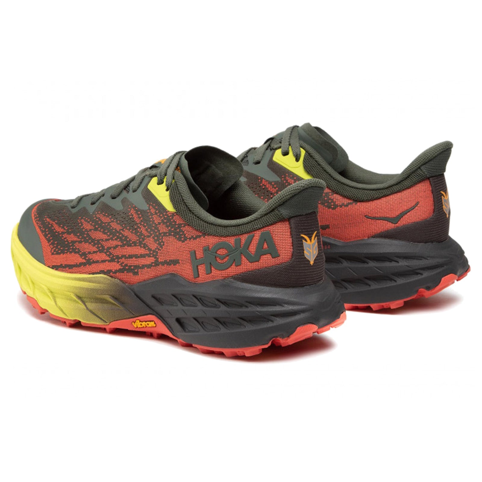 Hoka Speedgoat 5 Textile Synthetic Mens Trainers#color_thyme fiesta