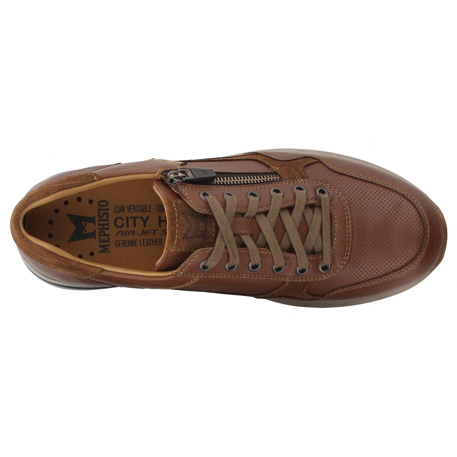 Mephisto Bradley Leather Mens Trainers#color_chestnut