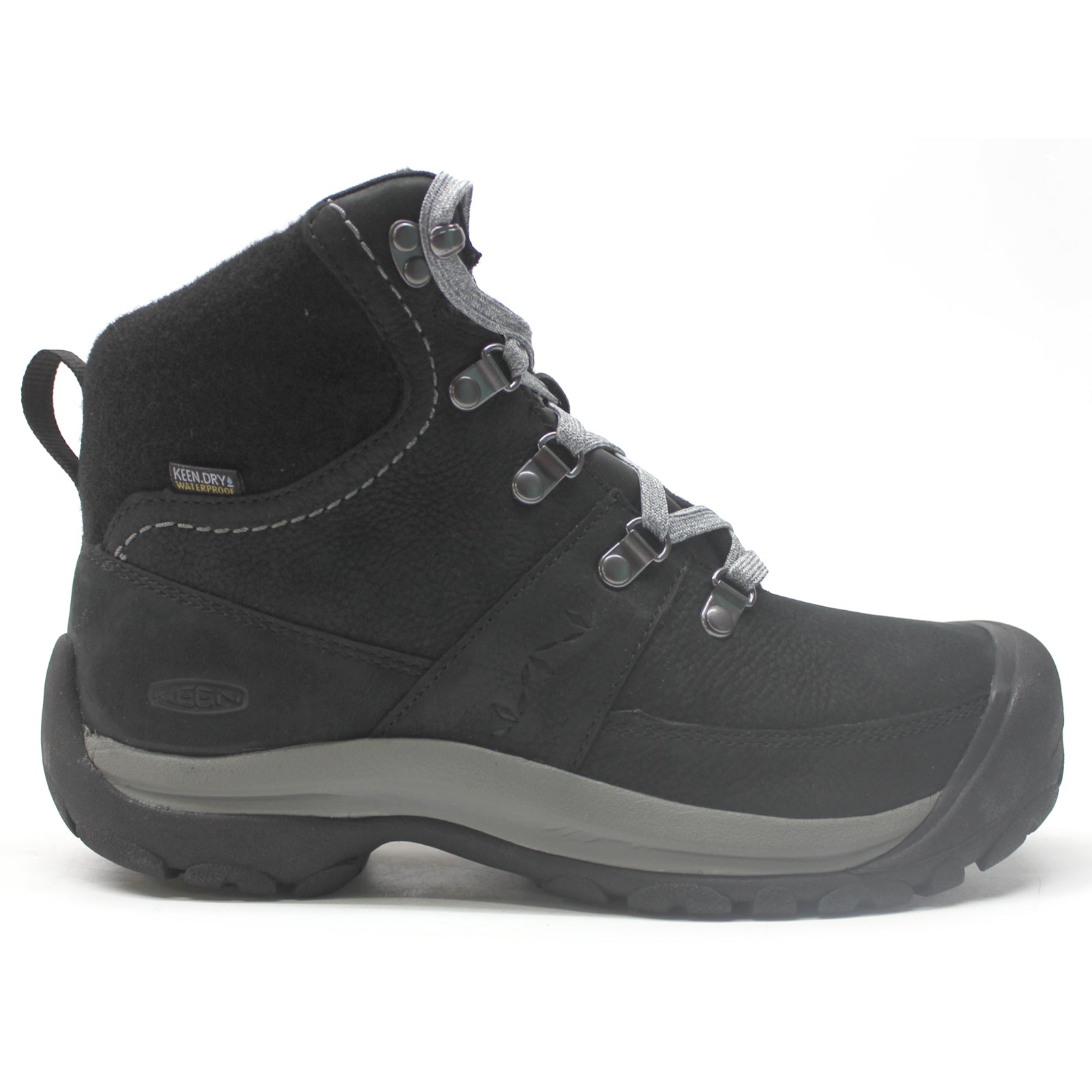 Keen Kaci III Winter Mid Leather Textile Womens Boots#color_black steel grey