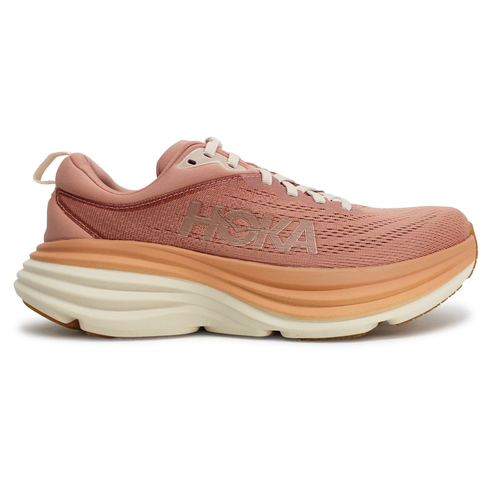 Hoka Bondi 8 Textile Womens Trainers#color_sandstone cream