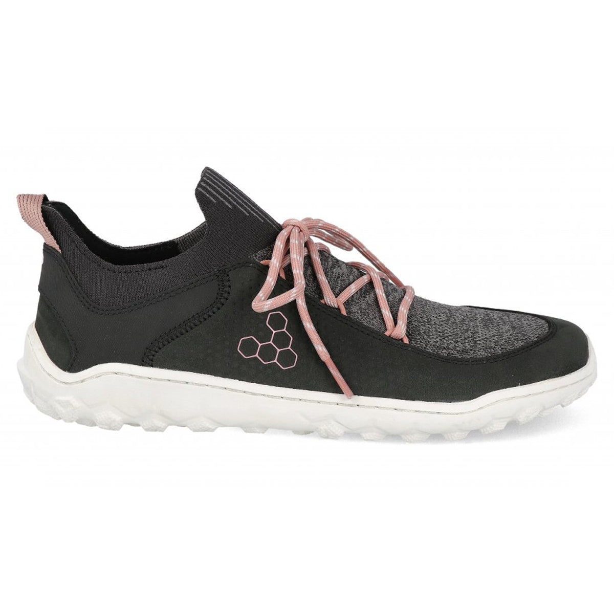 Vivobarefoot Tracker Decon Low FG2 209165-10 Leather Textile Womens Trainers - Obsidian Misty Rose - 38#color_obsidian misty rose