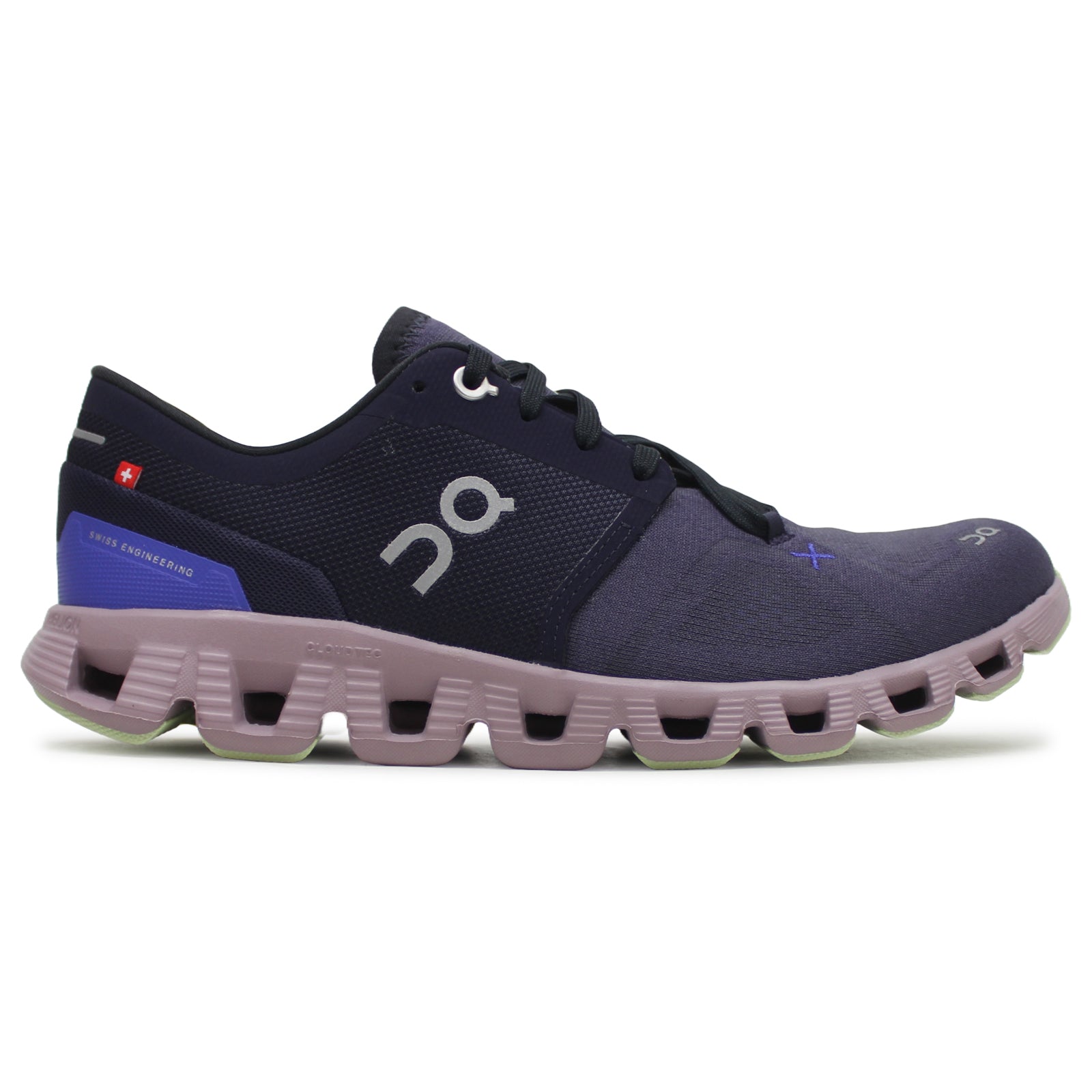 On Cloud X 3 Textile Synthetic Womens Trainers#color_midnight heron