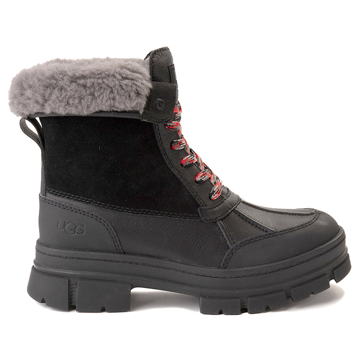 Ugg Ashton Addie Leather Synthetic Womens Boots#color_black