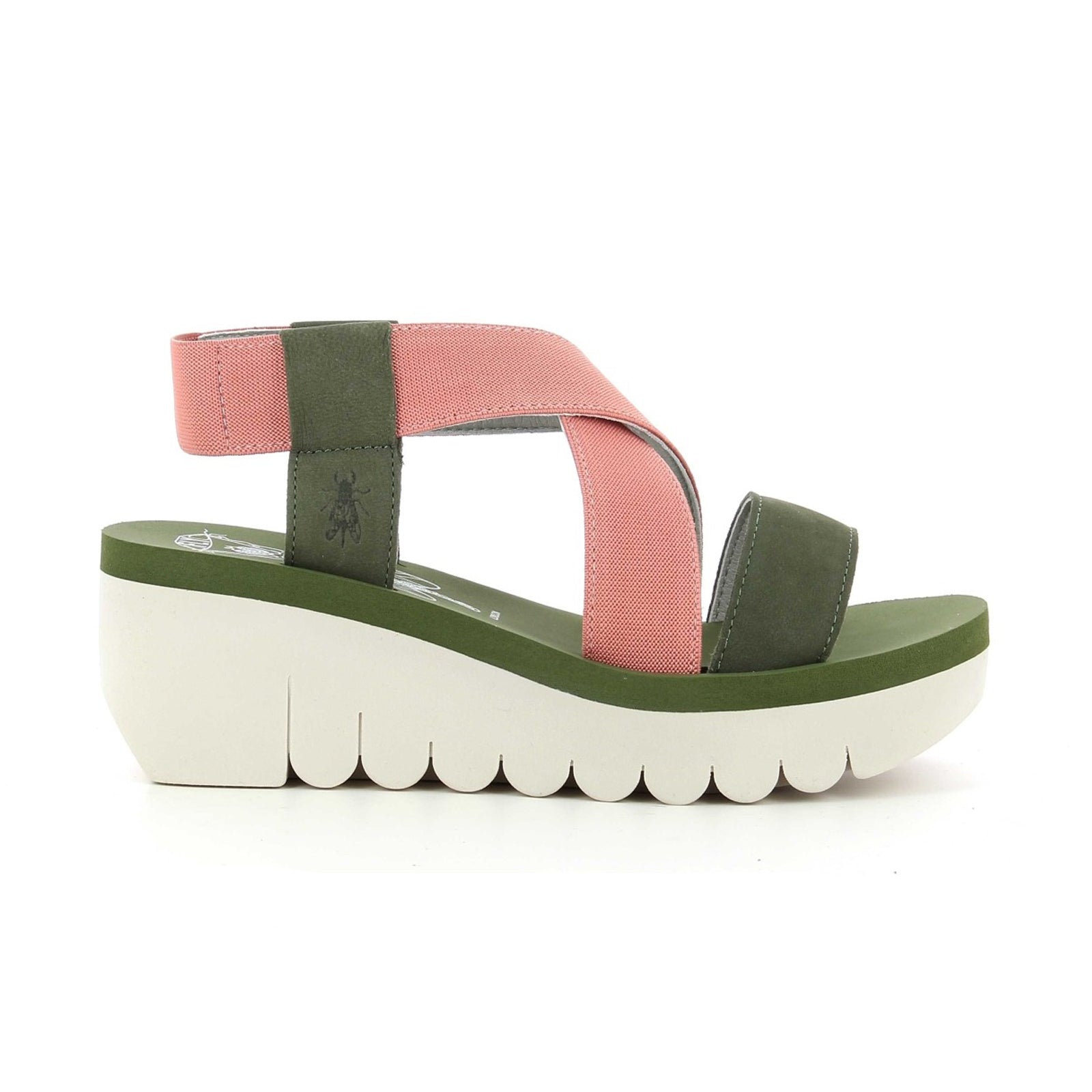 Fly London YABI922FLY Leather Womens Sandals#color_army green tea rose army green