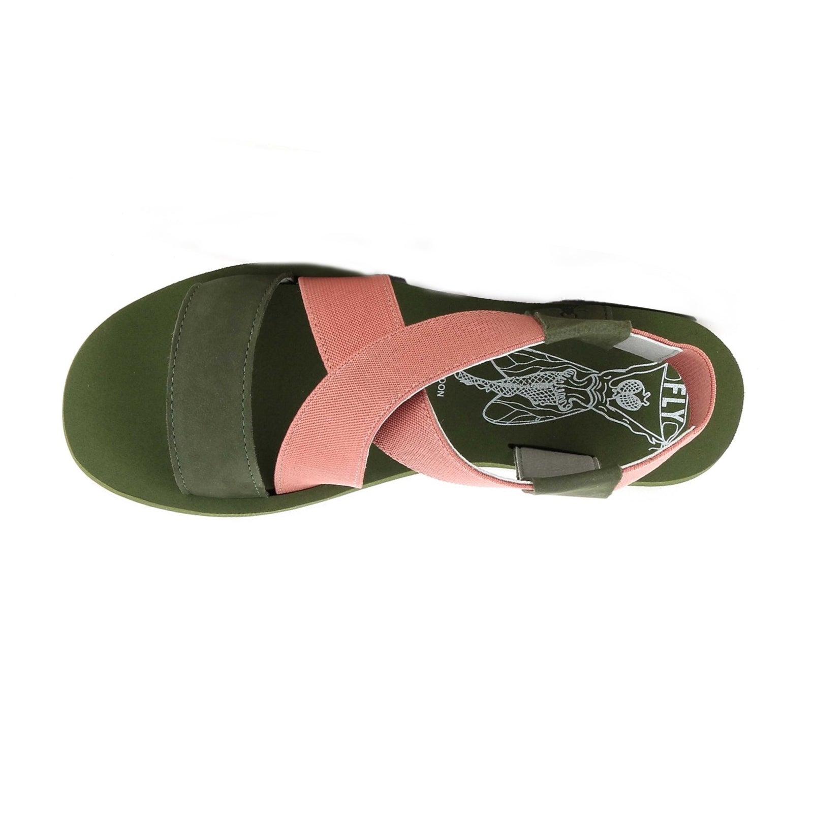Fly London YABI922FLY Leather Womens Sandals#color_army green tea rose army green