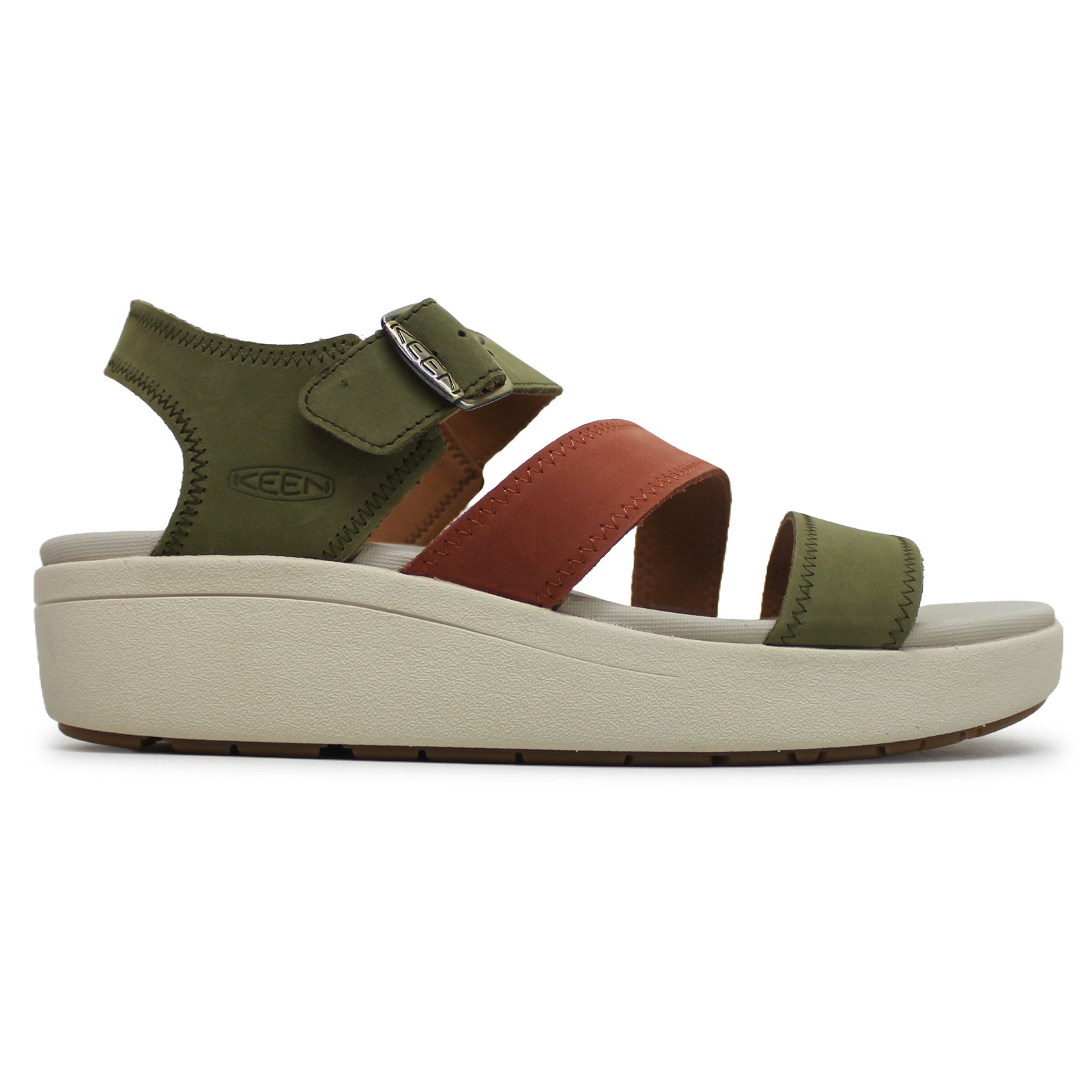Keen Ellecity Backstrap Nubuck Leather Womens Sandals#color_martini olive baked clay