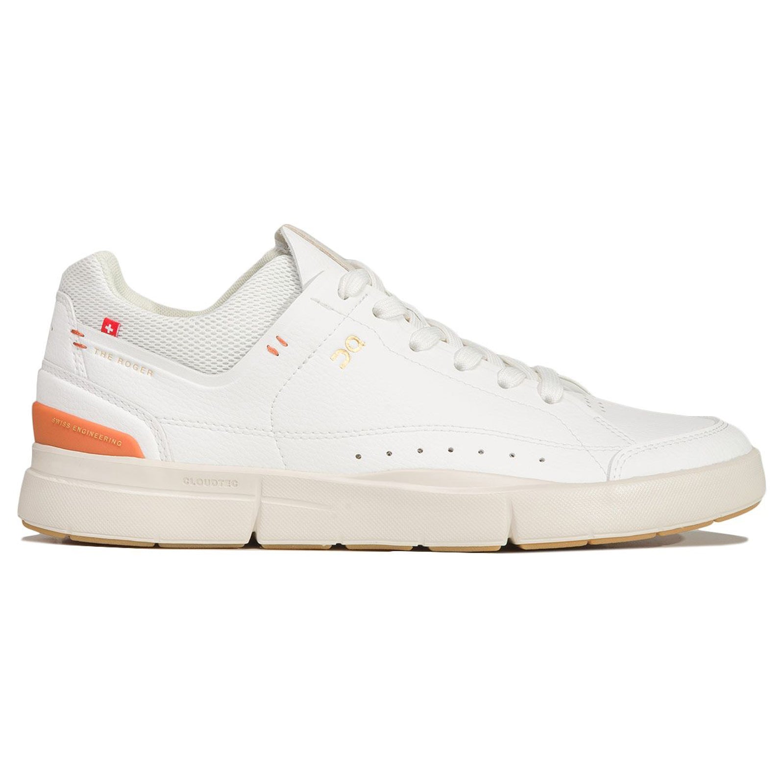 On The Roger Centre Court Synthetic Leather Womens Trainers#color_white sienna