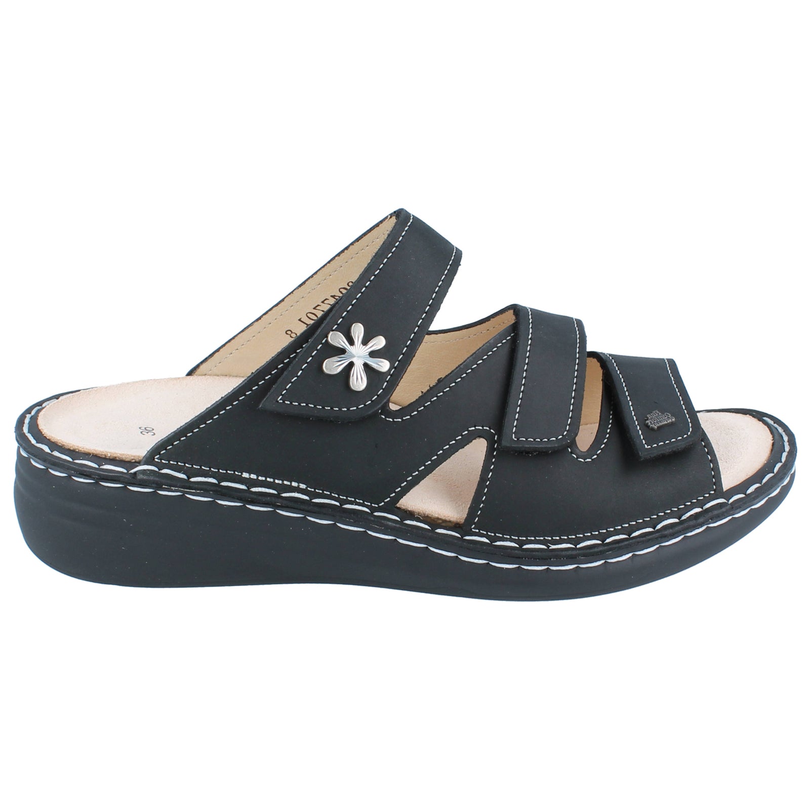 Finn Comfort Grenada Leather Womens Sandals#color_black