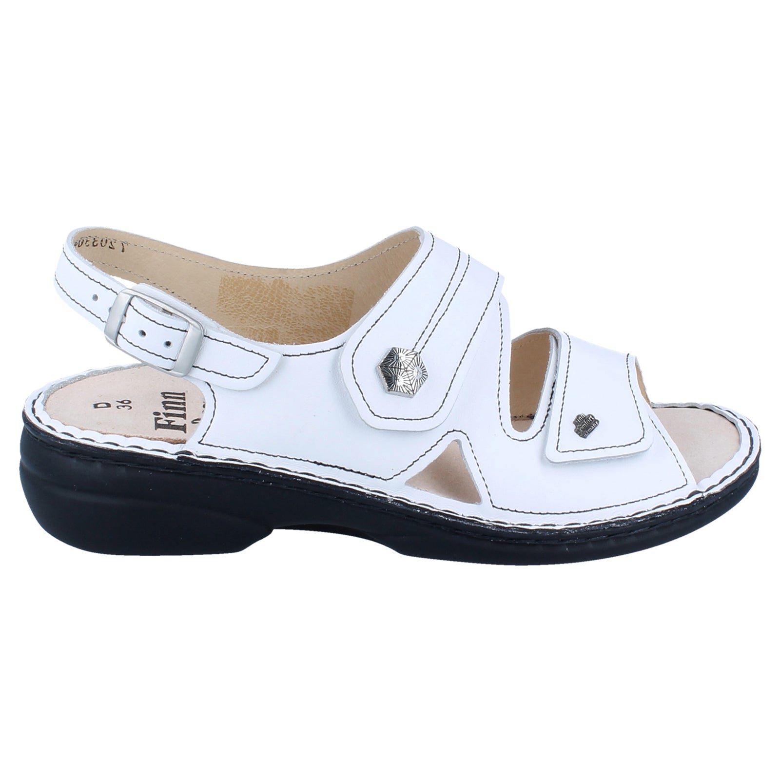 Finn Comfort Milos Leather Womens Sandals#color_white