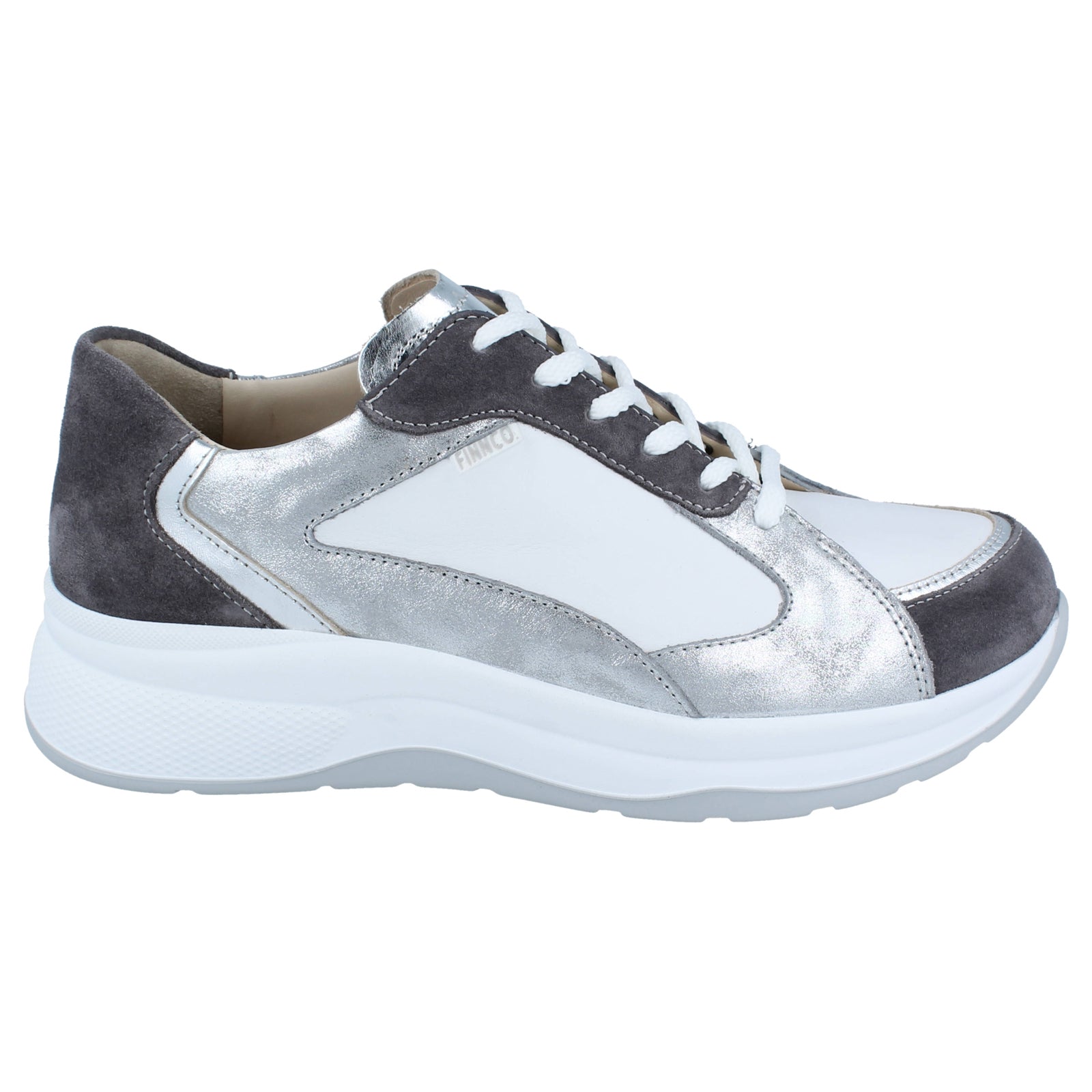 Finn Comfort Piccadilly Nubuck Leather Womens Shoes#color_mouse argento white silver