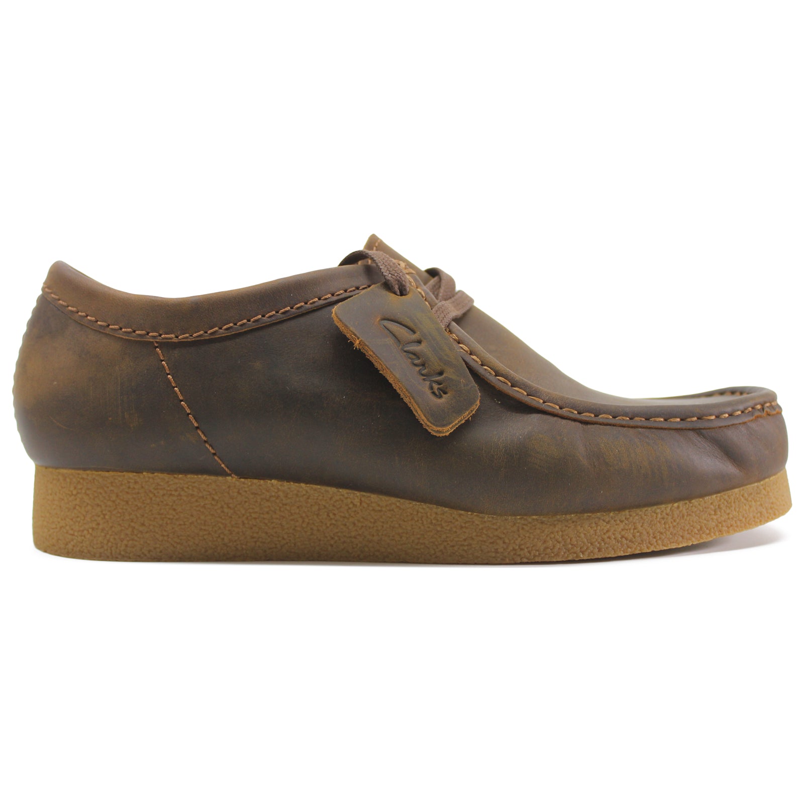 Clarks Wallabee Evo Waxy Leather Mens Shoes#color_beeswax