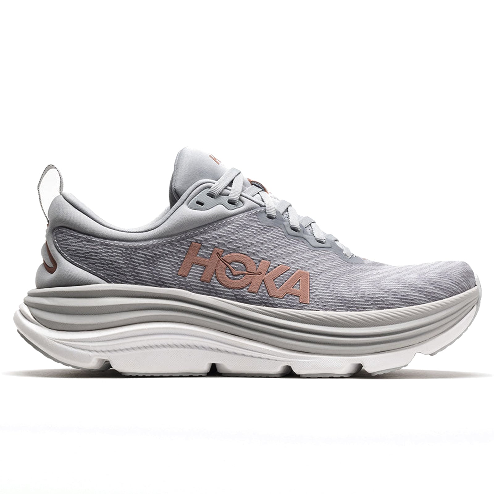 Hoka Gaviota 5 Textile Synthetic Womens Trainers#color_harbor mist rose gold