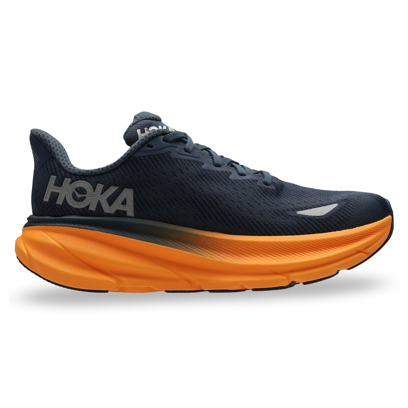 Hoka Clifton 9 GTX Textile Synthetic Mens Trainers#color_stormy skies orange zest