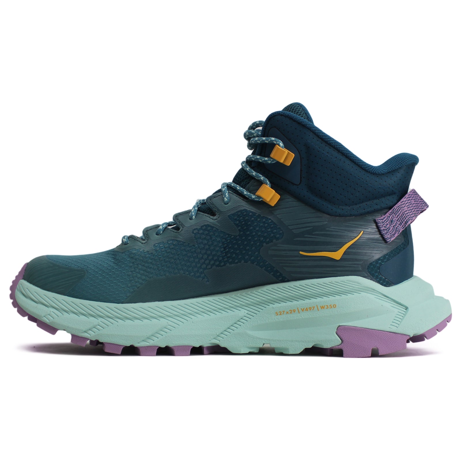 Hoka Trail Code GTX Textile Synthetic Womens Boots#color_ocean mist sunlit ocean