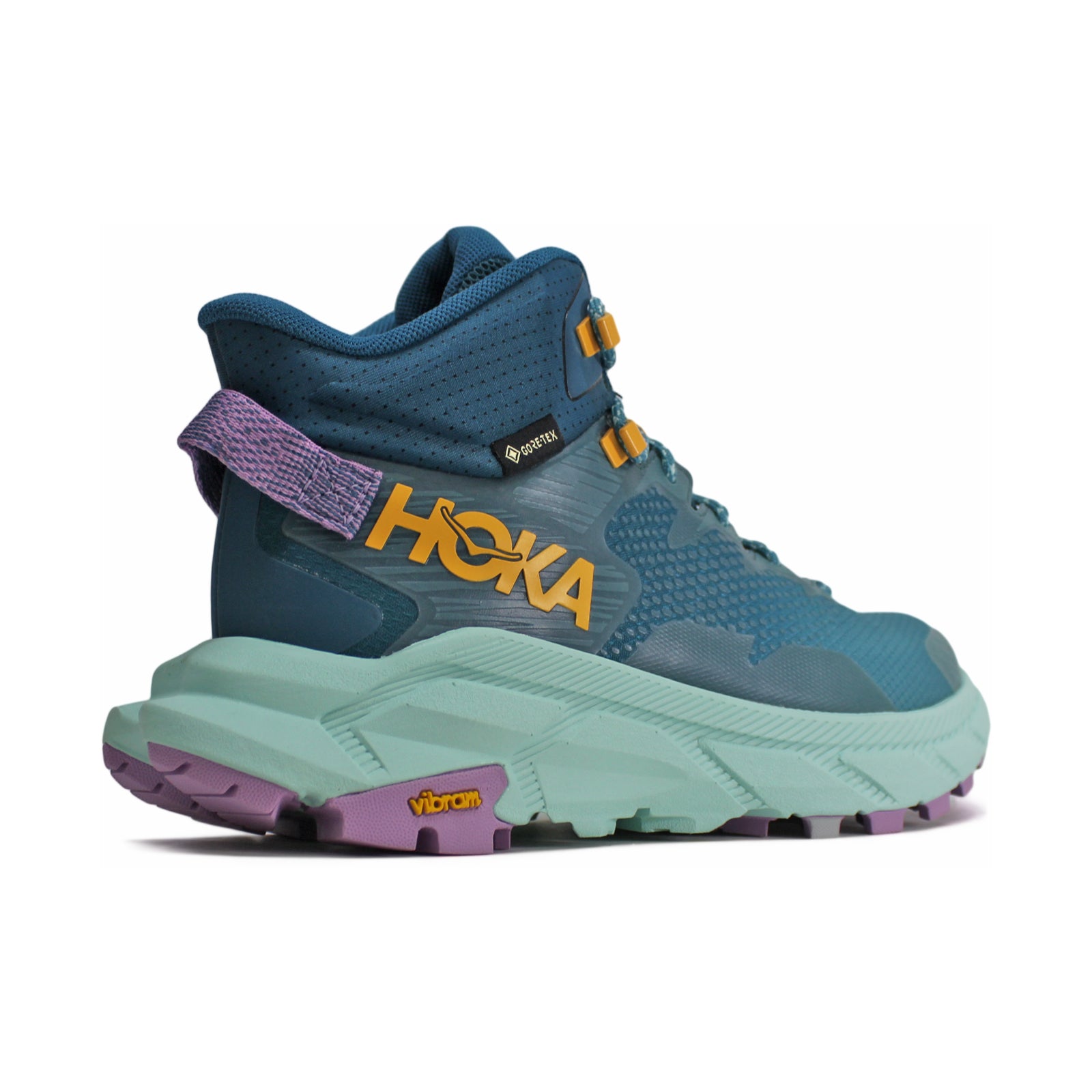 Hoka Trail Code GTX Textile Synthetic Womens Boots#color_ocean mist sunlit ocean