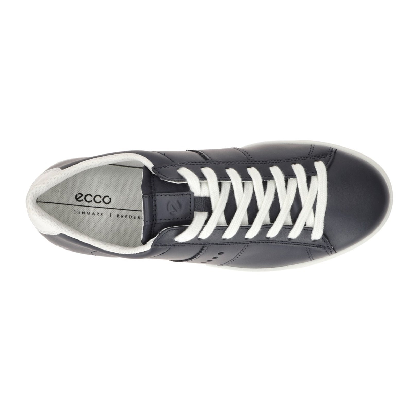 Ecco Street Lite 212803 Full Grain Leather Womens Trainers#color_marine white