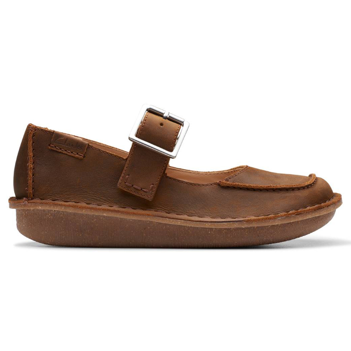 Clarks Funny Bar Leather Womens Shoes#color_beeswax