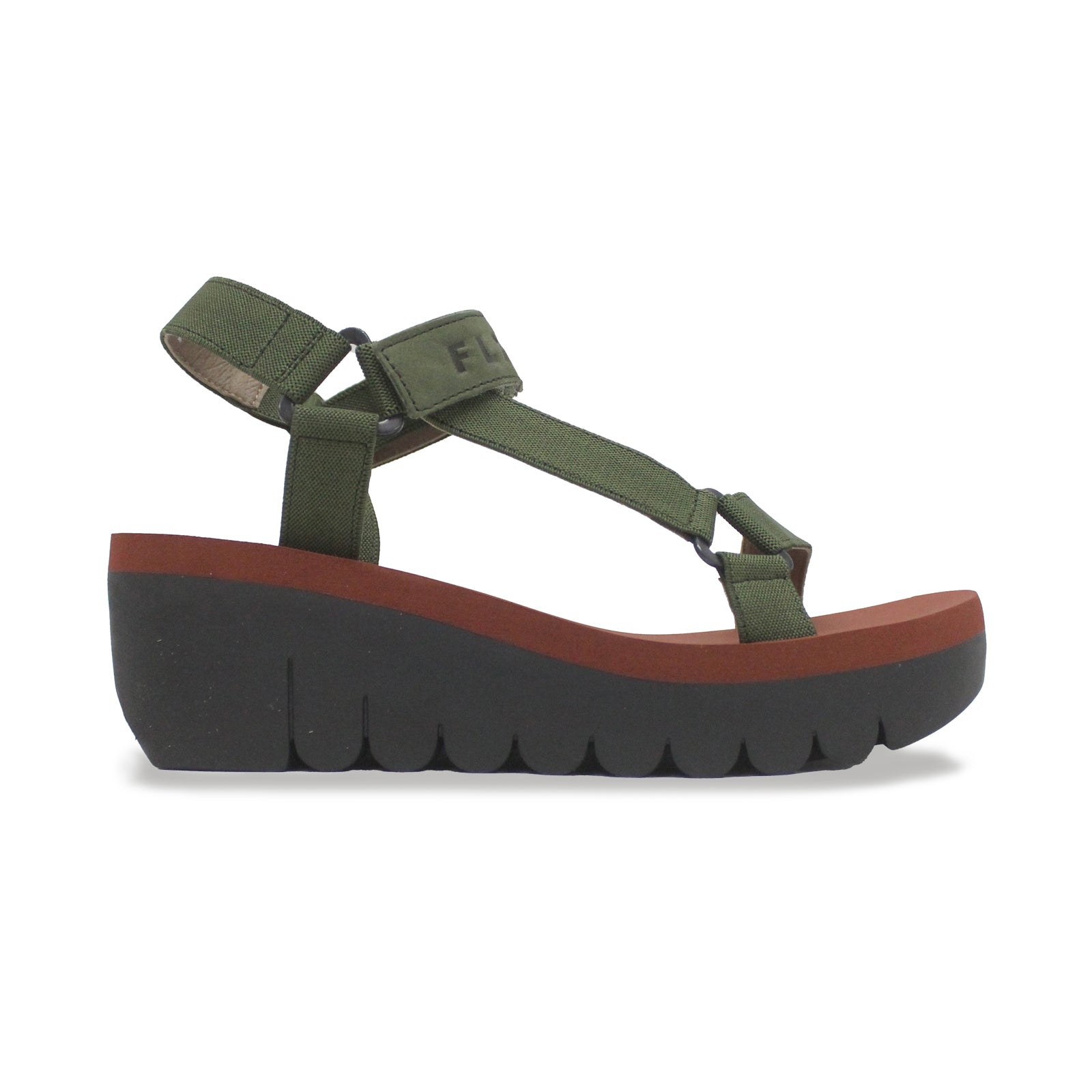 Fly London YEFA726FLY Cupido leather Womens Sandals#color_army green army green brick
