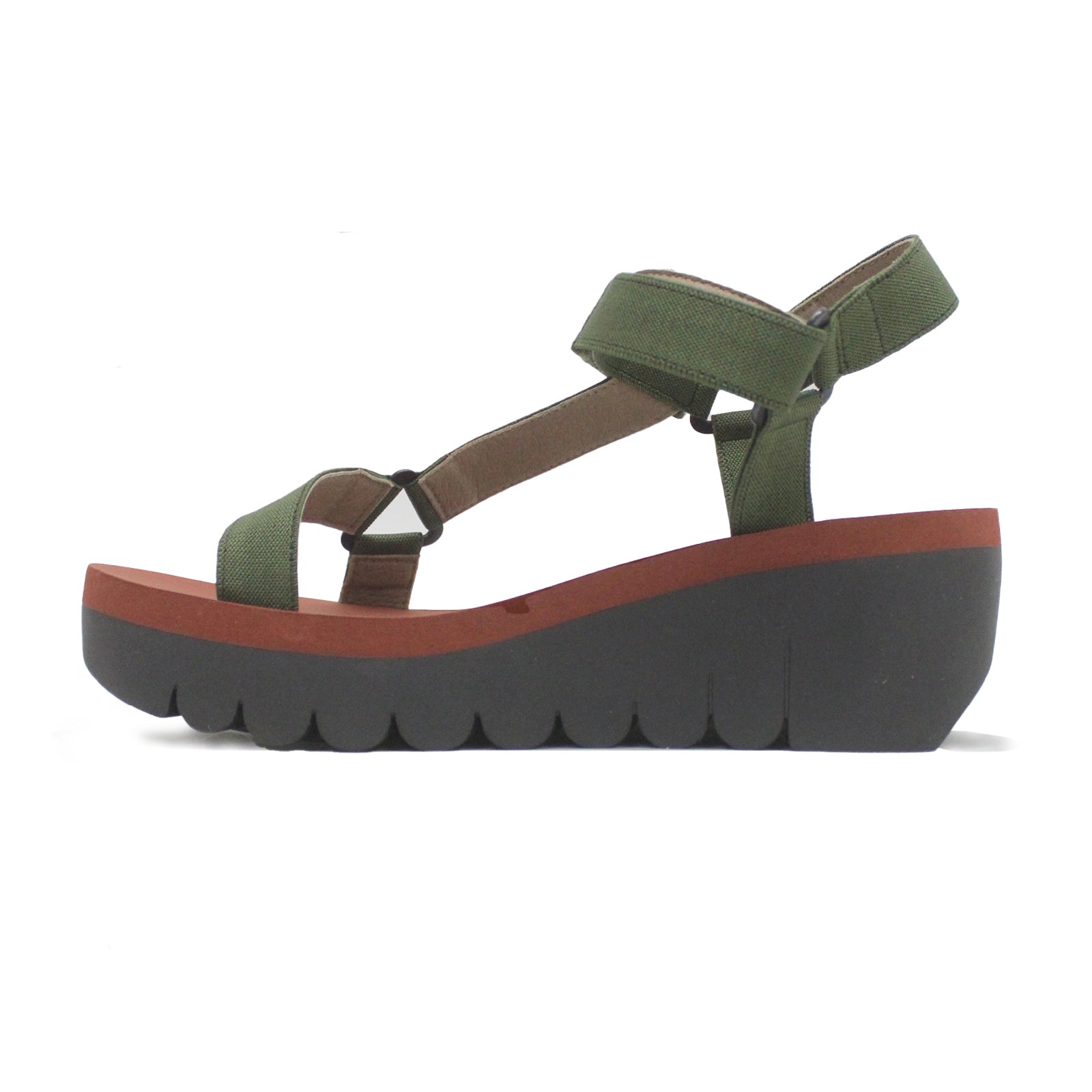 Fly London YEFA726FLY Cupido leather Womens Sandals#color_army green army green brick