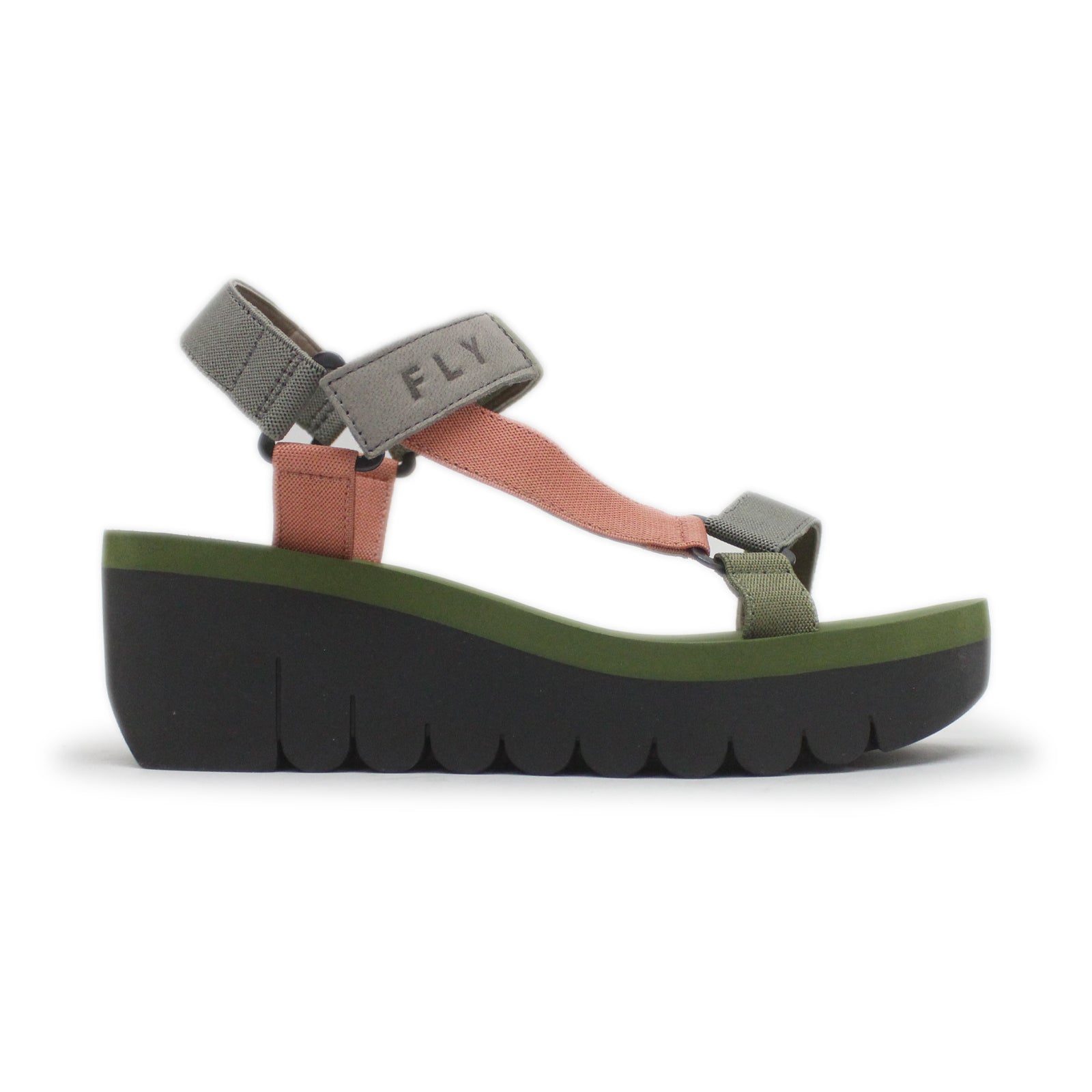Fly London YEFA726FLY Cupido leather Womens Sandals#color_grey multicolor army green