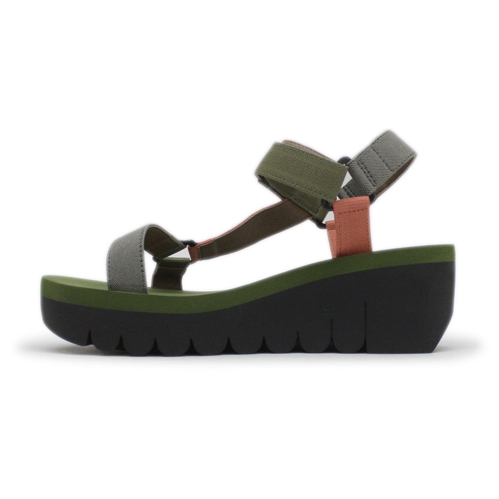 Fly London YEFA726FLY Cupido leather Womens Sandals#color_grey multicolor army green