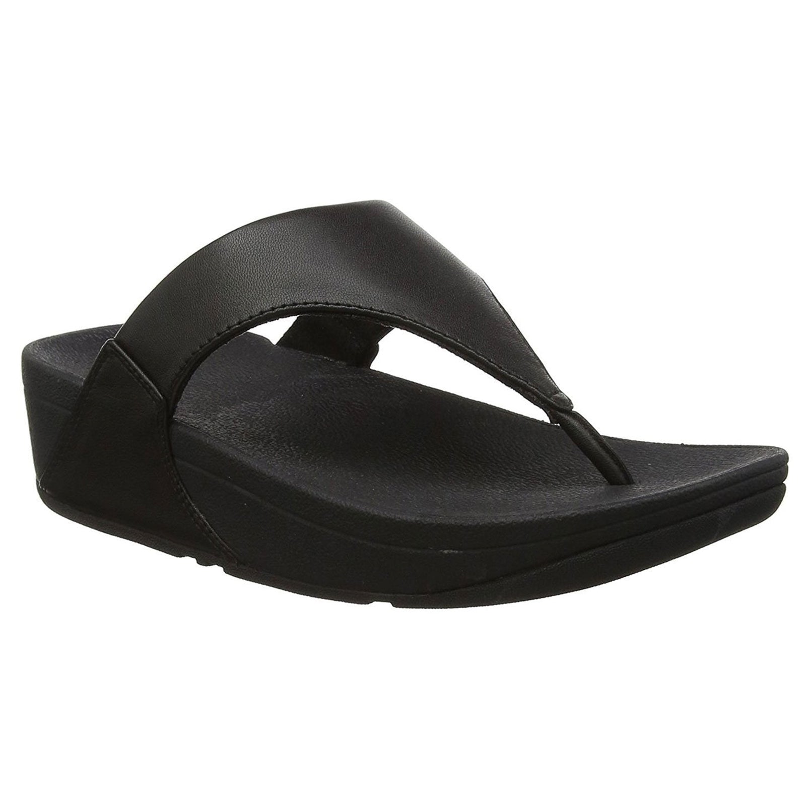FitFlop Lulu Toe Post Leather Womens Sandals#color_black