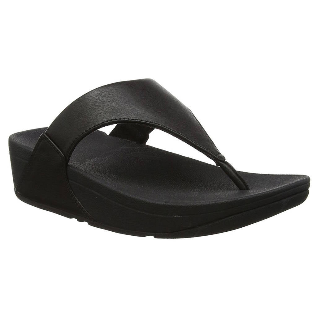 FitFlop Lulu Leather Toepost Leather Womens Sandals#color_black