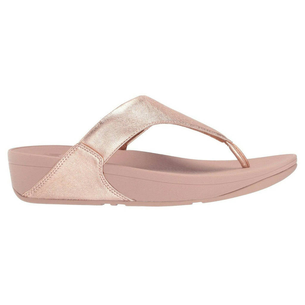 FitFlop Lulu Leather Toepost Leather Womens Sandals#color_rose gold