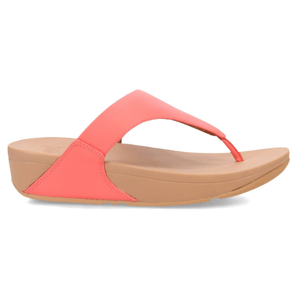 FitFlop Lulu Leather Toepost Leather Womens Sandals#color_rosy coral