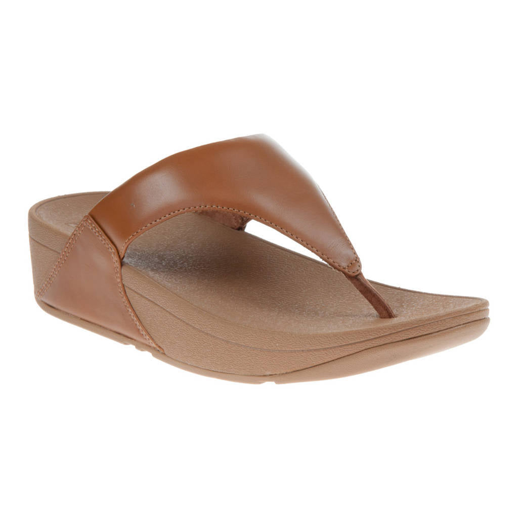 FitFlop Lulu Leather Toepost Leather Womens Sandals#color_light tan