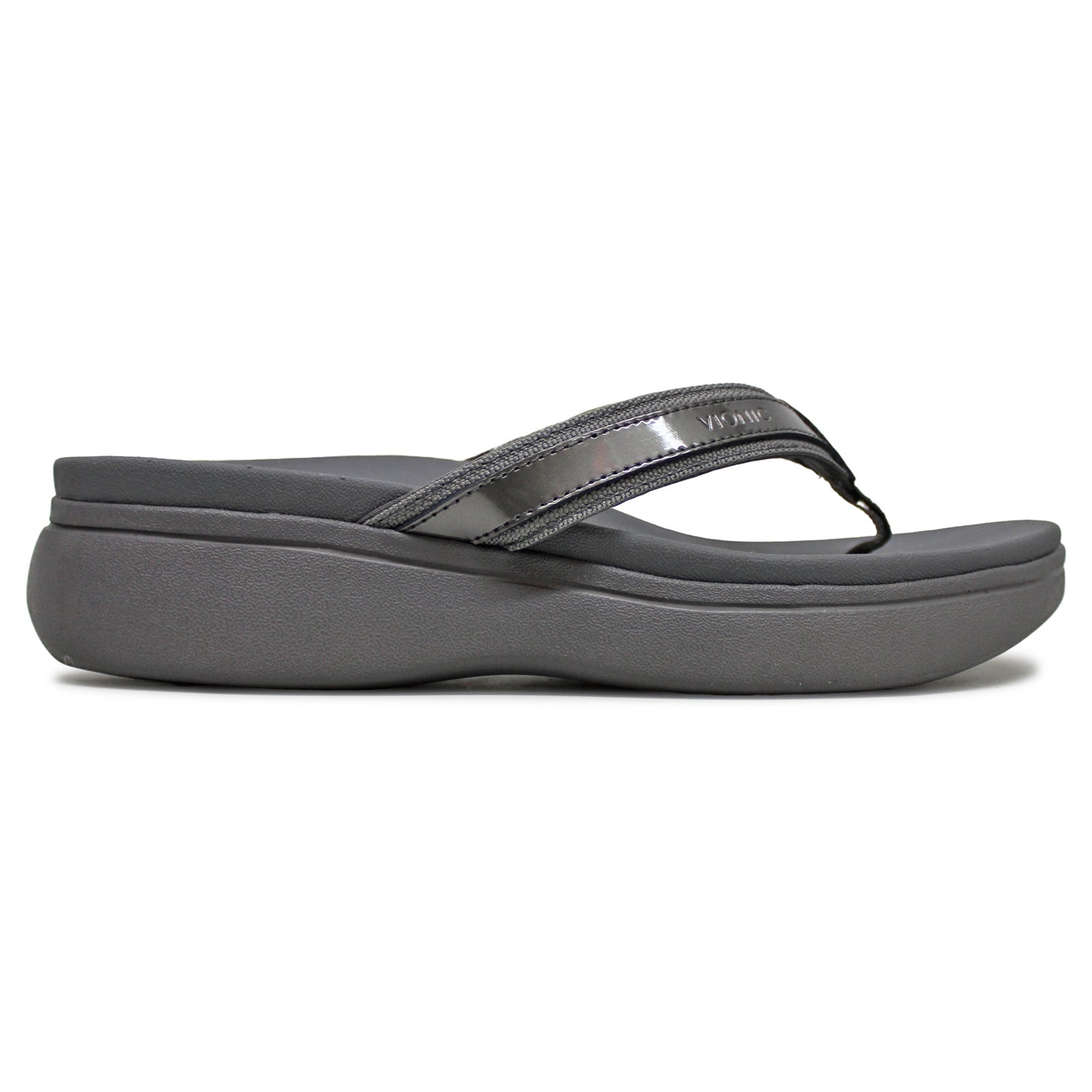 Vionic High Td II Leather Textile Womens Sandals#color_pewter