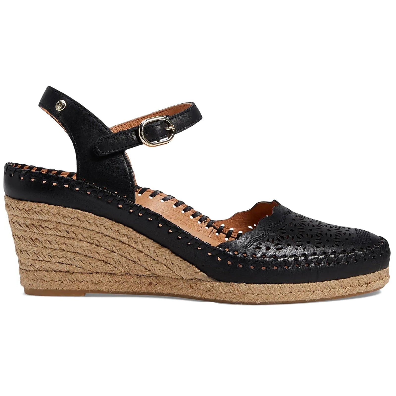 Pikolinos Vila W9Y Leather Womens Sandals#color_black