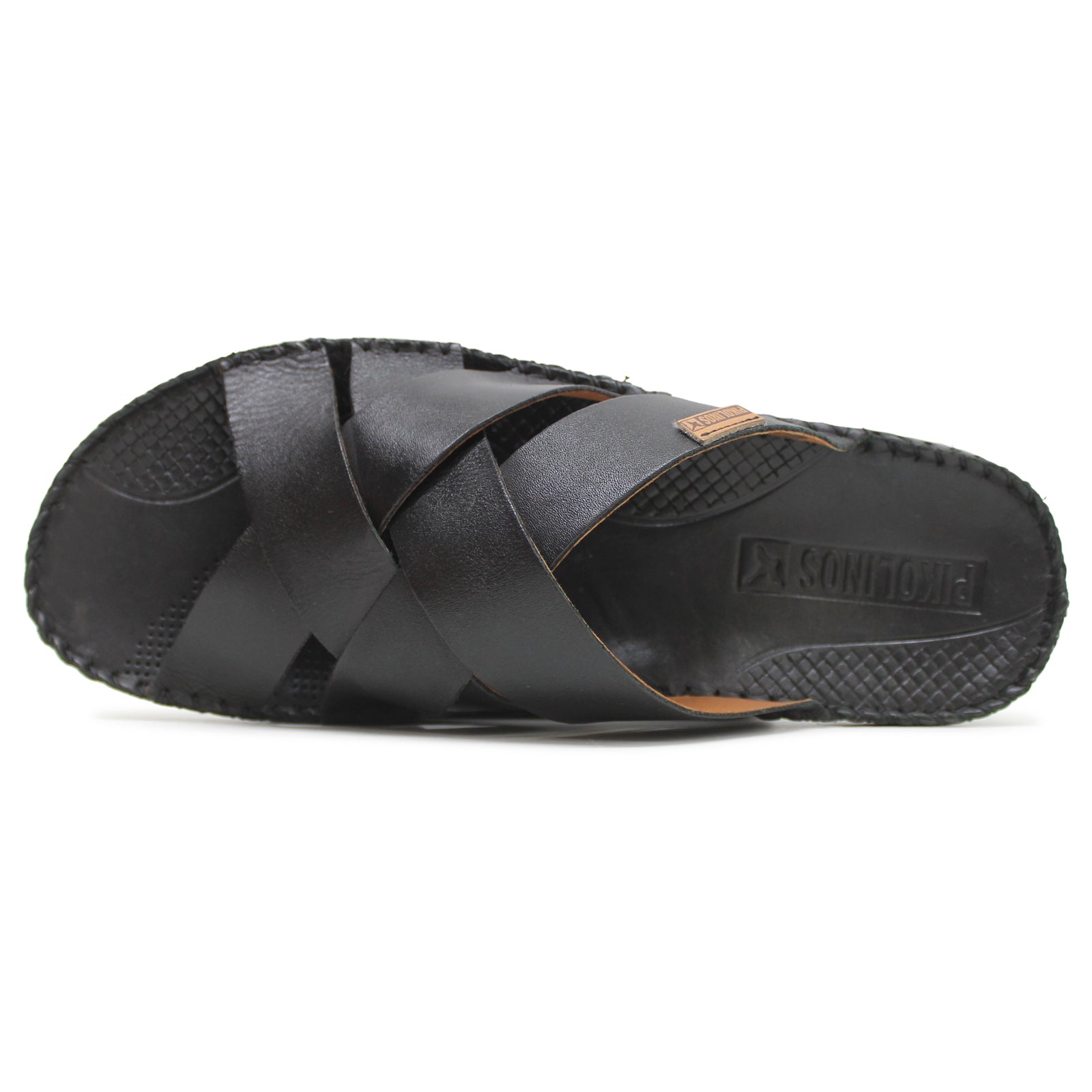 Tarifa Leather Men's Open Back Sandals#color_black