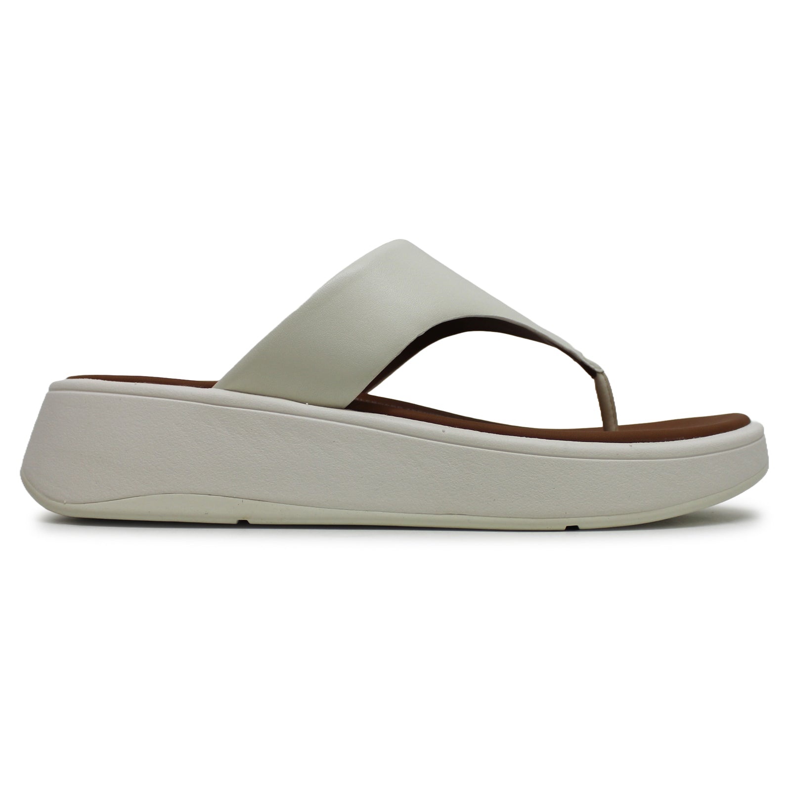 FitFlop F Mode Flatform Toe Post Leather Womens Sandals#color_cream