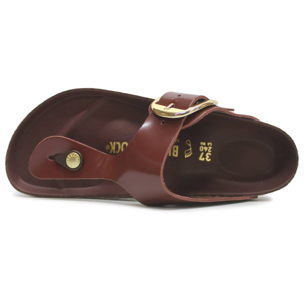 Birkenstock Gizeh Big Buckle Leather Unisex Sandals#color_chocolate