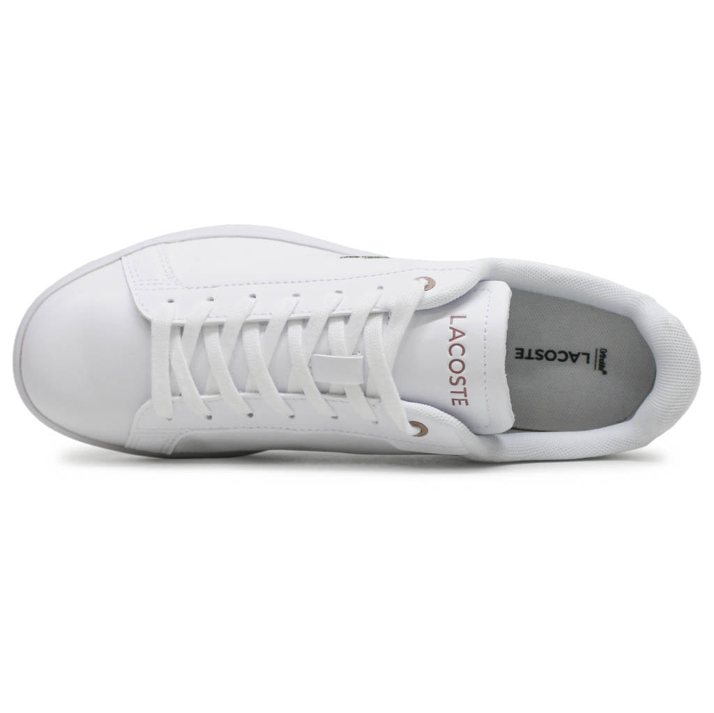Lacoste Carnaby Pro BL Leather Synthetic Womens Trainers#color_white light pink