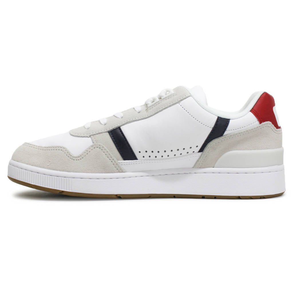 Lacoste T Clip Leather Suede Mens Trainers#color_white navy red