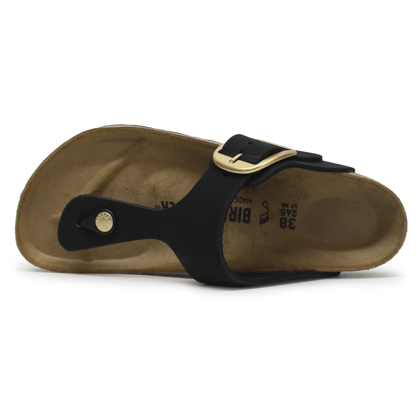 Birkenstock Gizeh Big Buckle Nubuck Leather Unisex Sandals#color_black