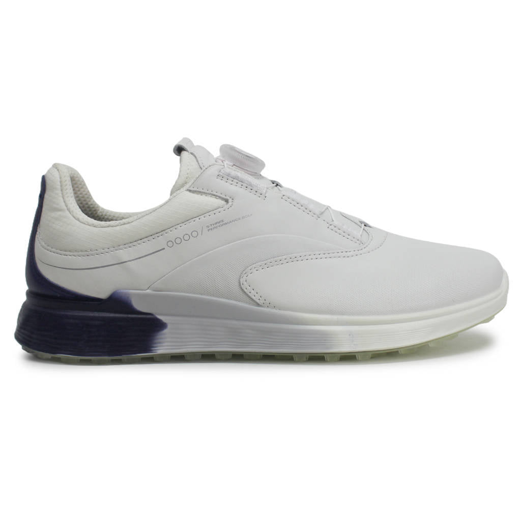Ecco Golf S Three 102954 Leather Mens Trainers#color_white blue depths bright white