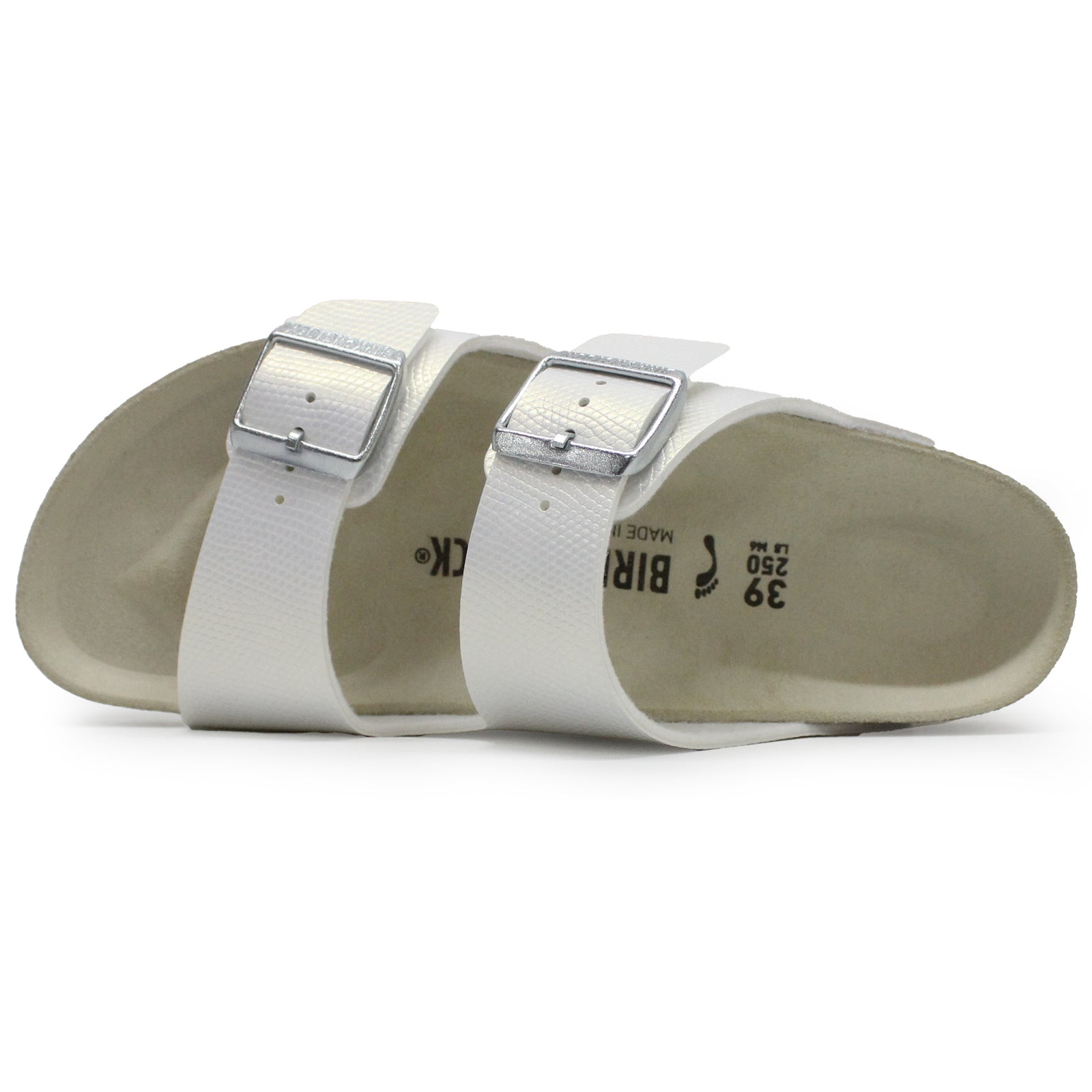 Birkenstock Arizona BS Birko-Flor Embossed Unisex Sandals#color_shiny lizard white