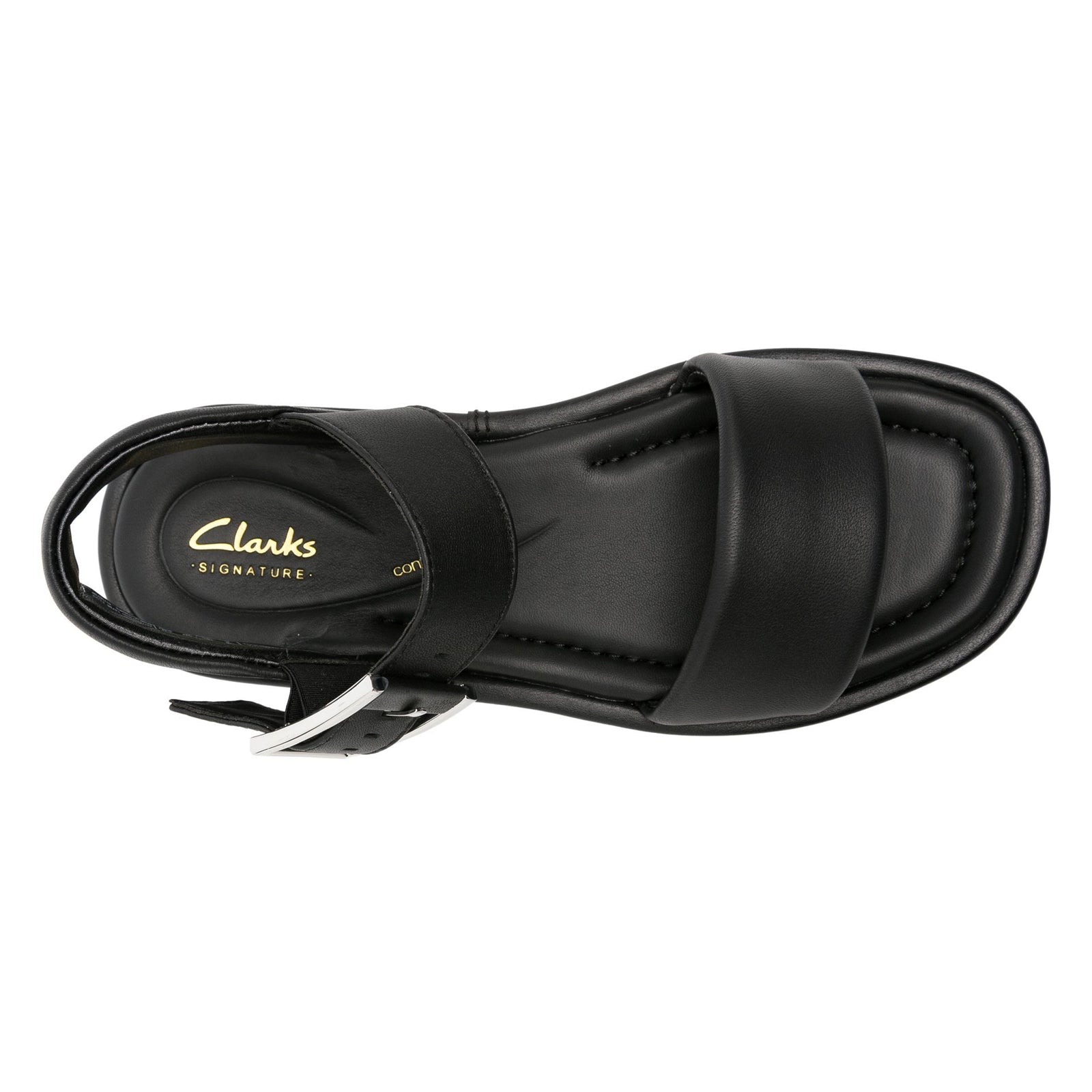 Clarks Alda Strap Leather Womens Sandals#color_black